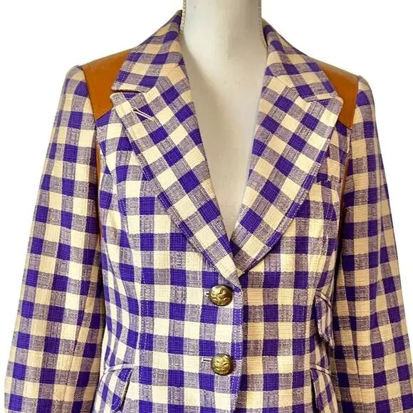 Smythe Rifle Elbow Patch Equestrian Blazer Jacket Rectangle Patch Purple Size 10 - Picture 4 of 11